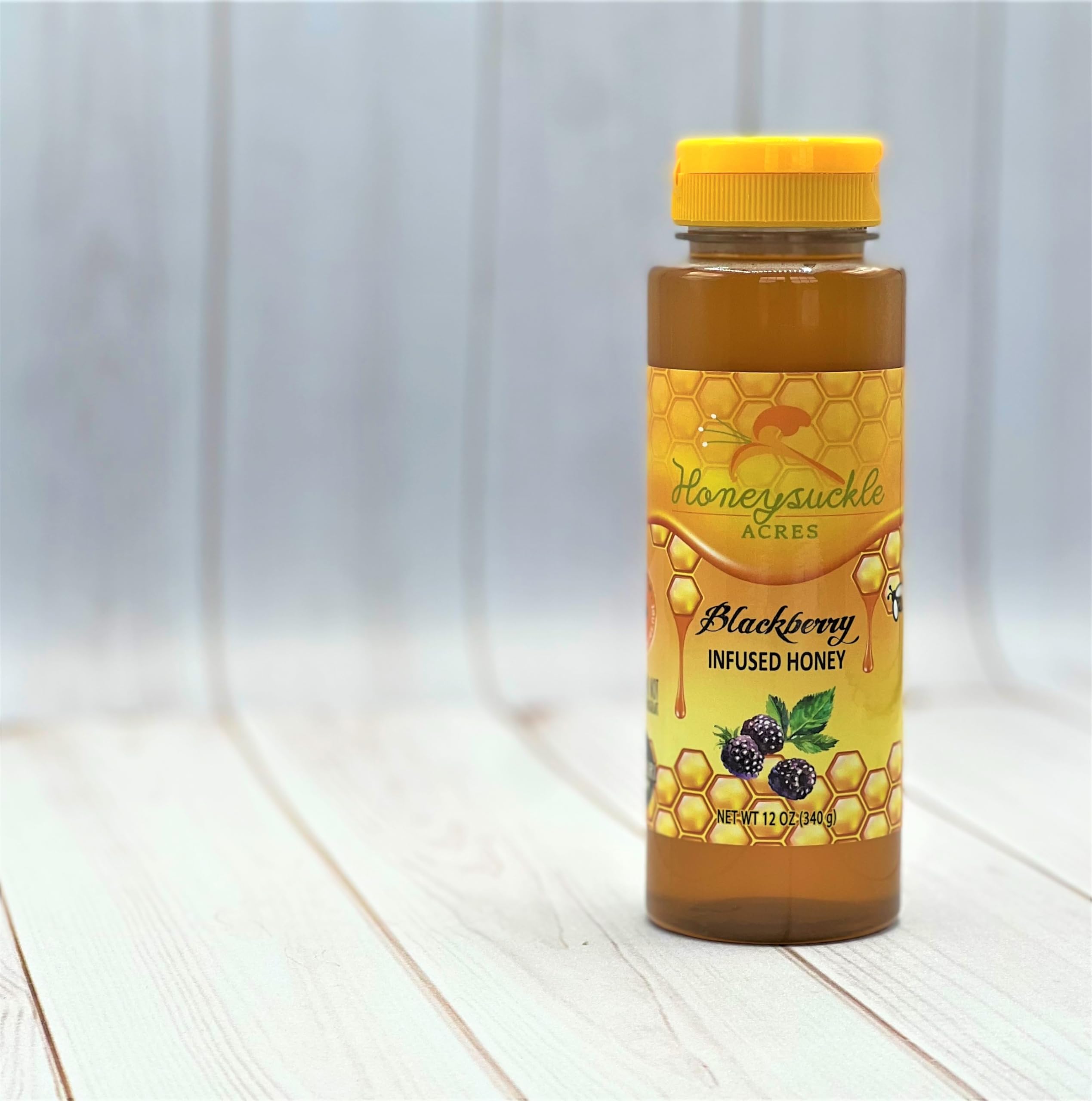 Blackberry Honey - Organically Flavored Raw Honey - Squeeze Bottle (Net Wt 12 oz) - NEW Size