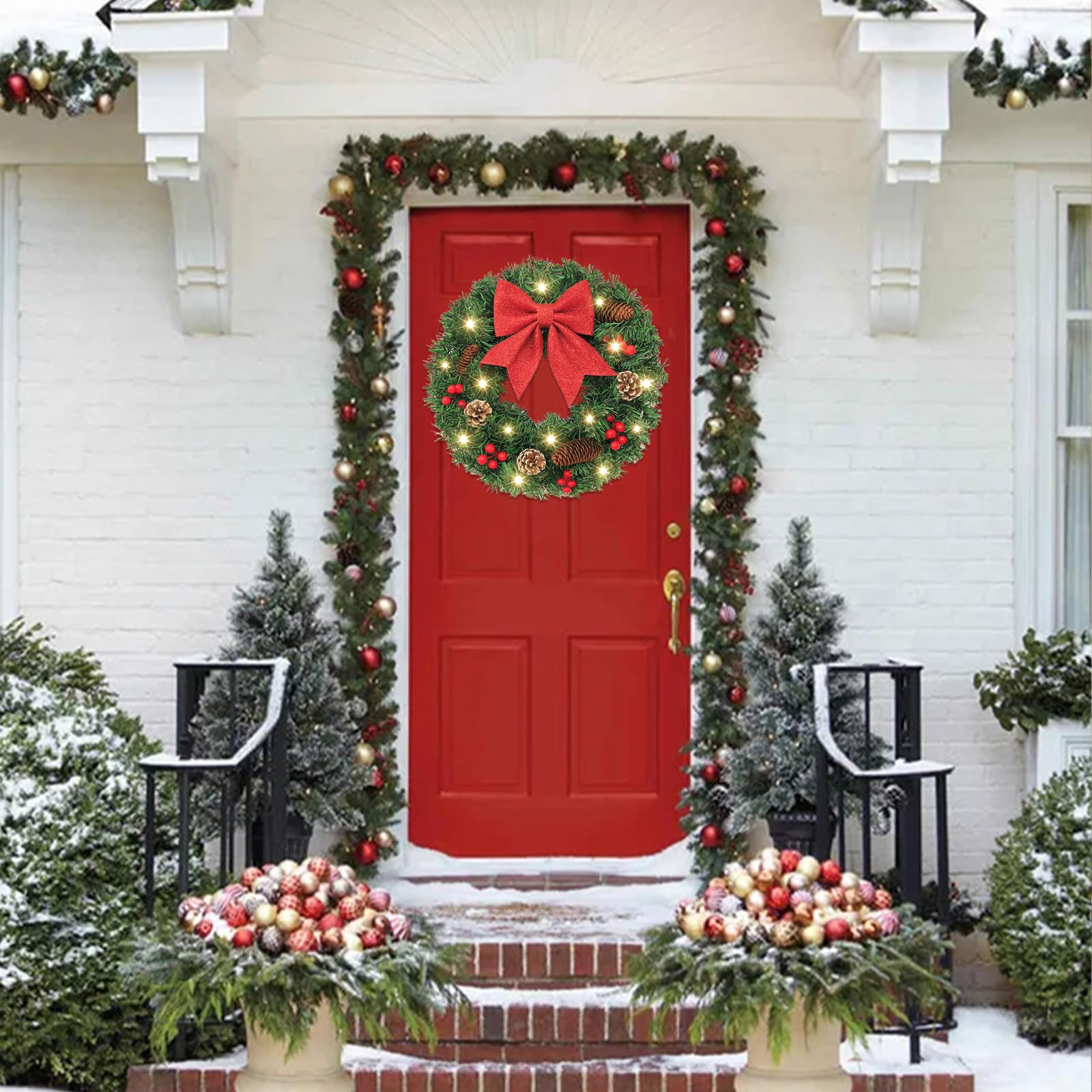 Couronne De Noël De 40 Cm, Décoration De Noël, Couronne D'arbre De Noël