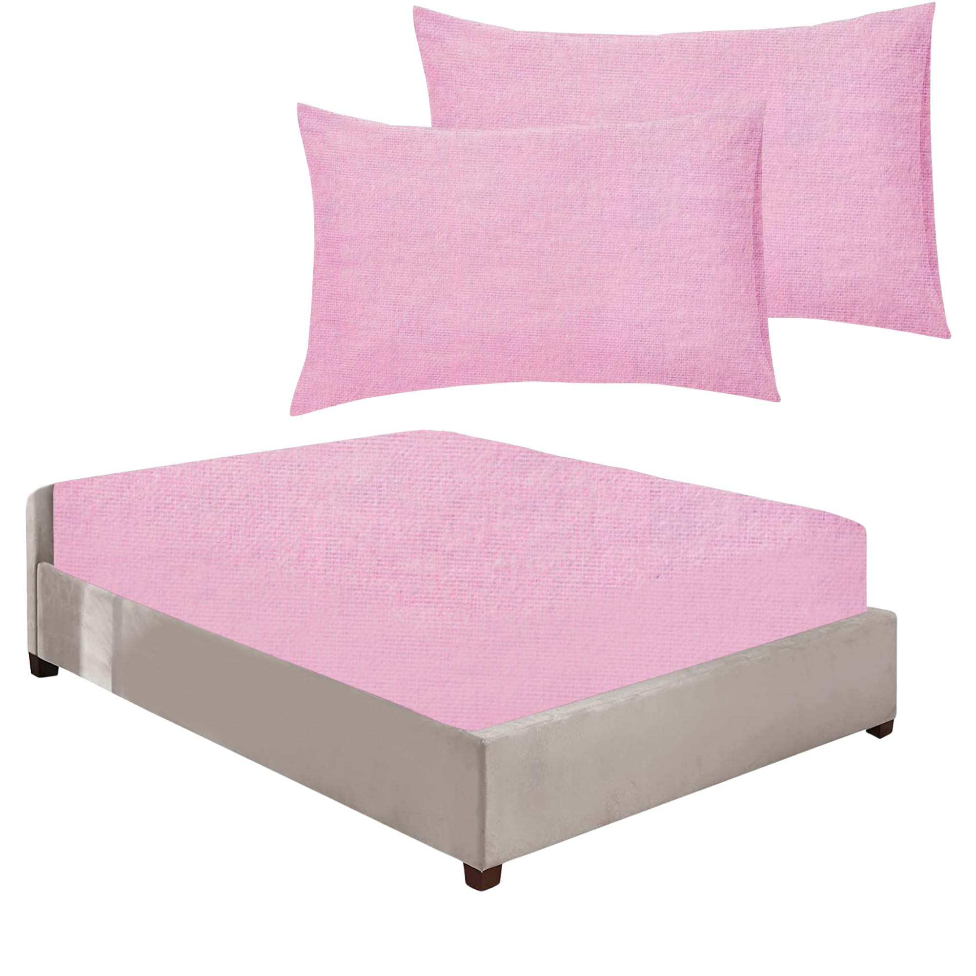 Niys Luxury Bedding Pink 100% Brushed Cotton Flannelette 40Cm/16" Extra Deep Fitted Sheets In 12 Colours (, Super King + Pillowcase Pair)