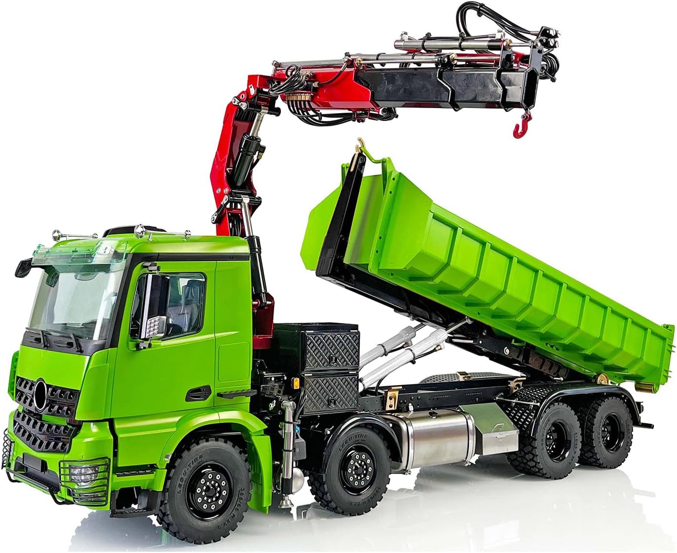 LESU 8X8 RC Hydraulic Crane Dumper Truck for 1/14 Arocs RC Tipper Car Assembled Light Sound Motor ESC Servo