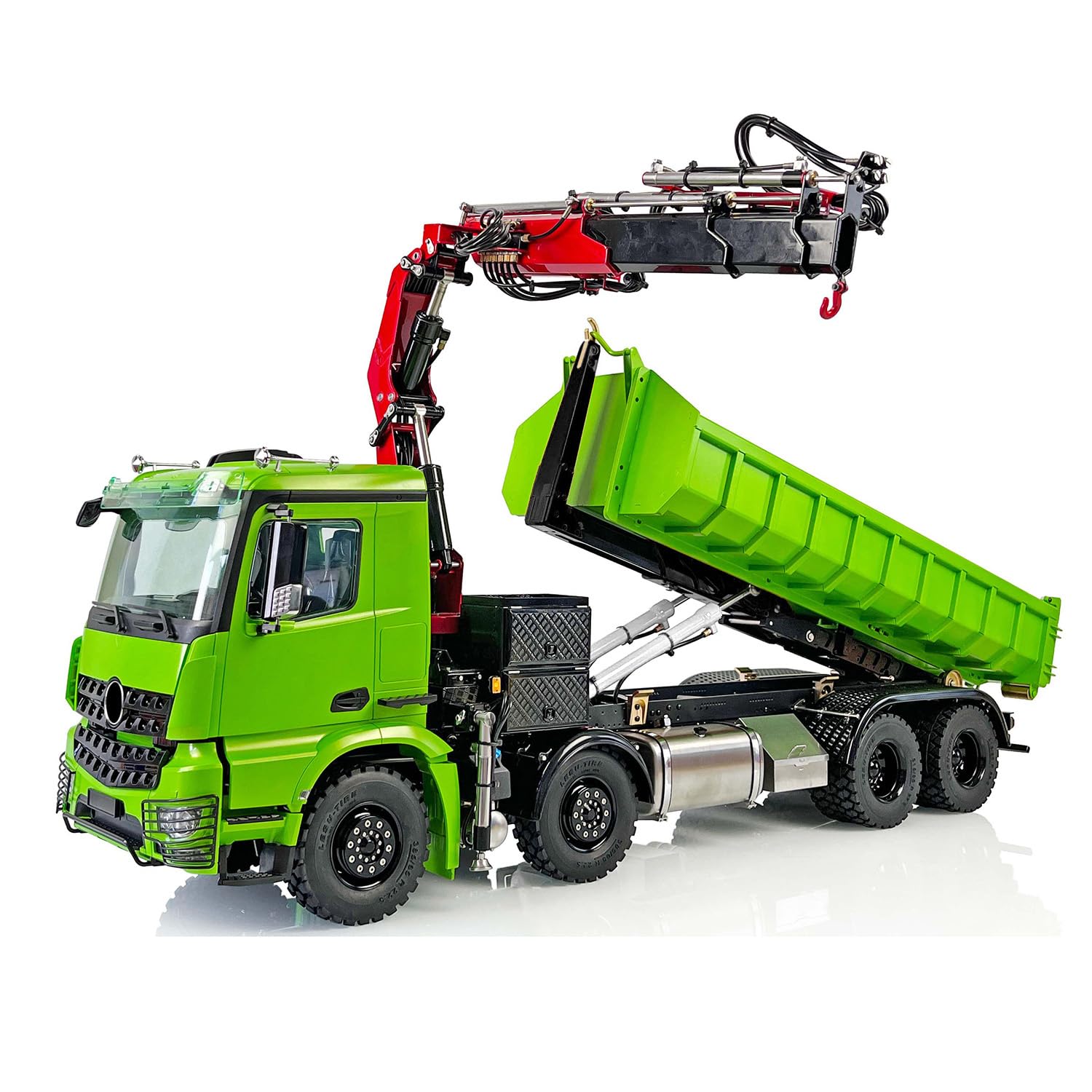 8X8 RC Hydraulic Crane Dumper Truck for 1/14 Arocs RC Tipper Car Assembled Light Sound Motor ESC Servo