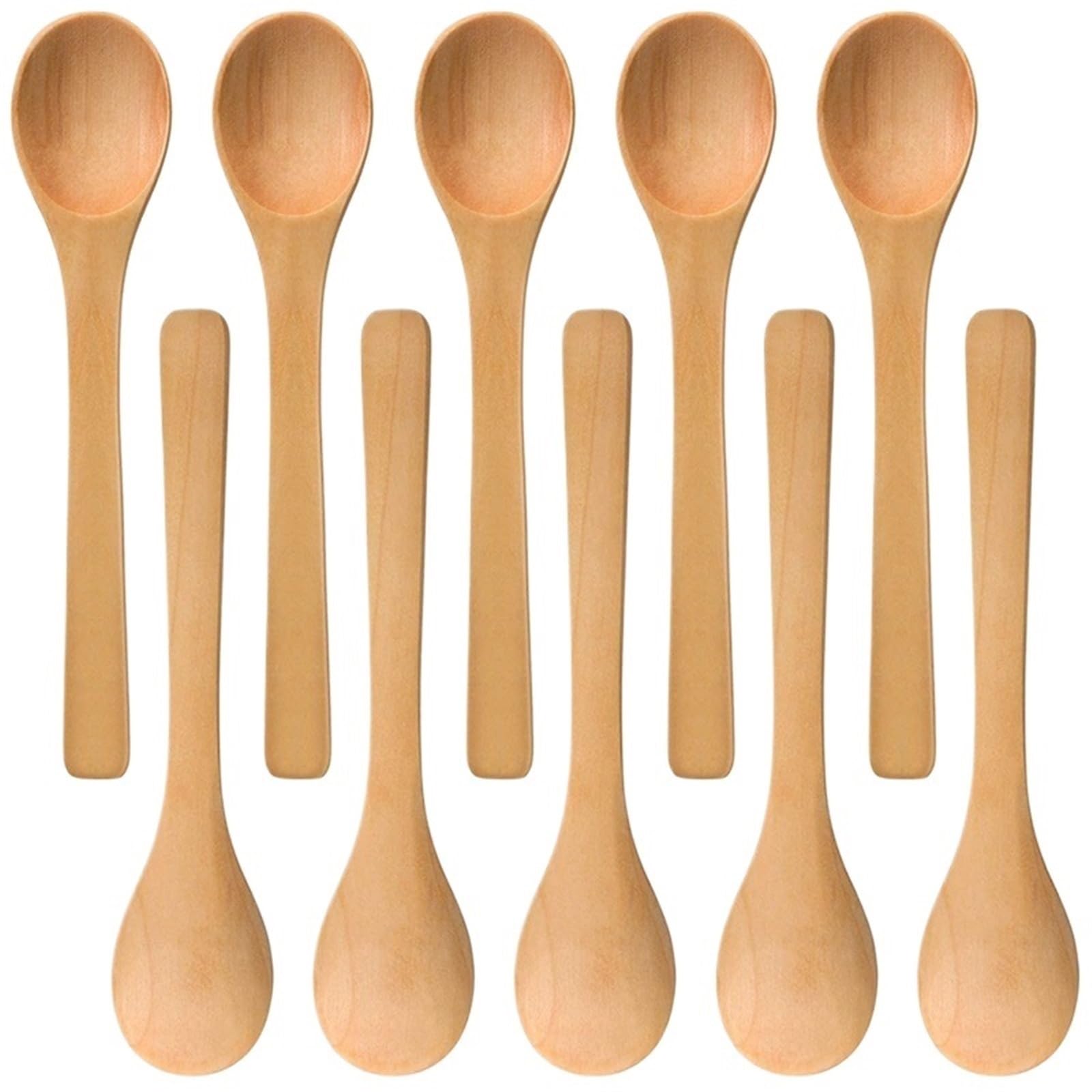 30 kleine Suppenlöffel aus Holz, Honig, Teelöffel zum Servieren von Gewürzen | Umweltfreundliche Mini-Löffel aus Holz, perfekt für Honig, Gewürze und Verkostungen.