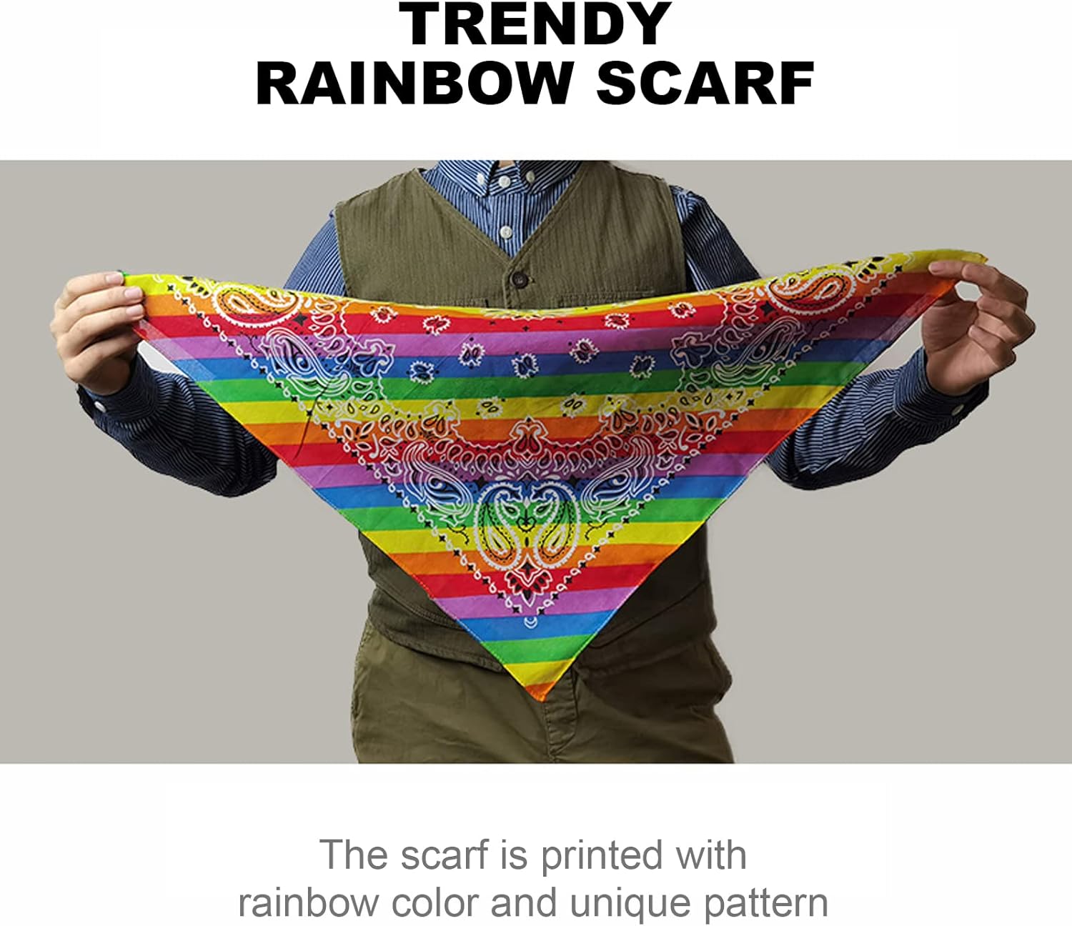 6 Pieces Rainbow Pride Bandana Square Scarf Gay Pride Bandana Headband Scarf for Party Celebration Supplies - Image 5