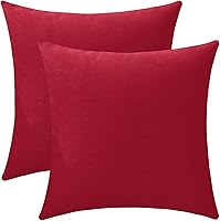 Vista 14 de Jeneoo - Fundas de almohada decorativas rojas brillantes de chenilla suave, fundas de cojín cómodas y sólidas para sofá de sala de estar