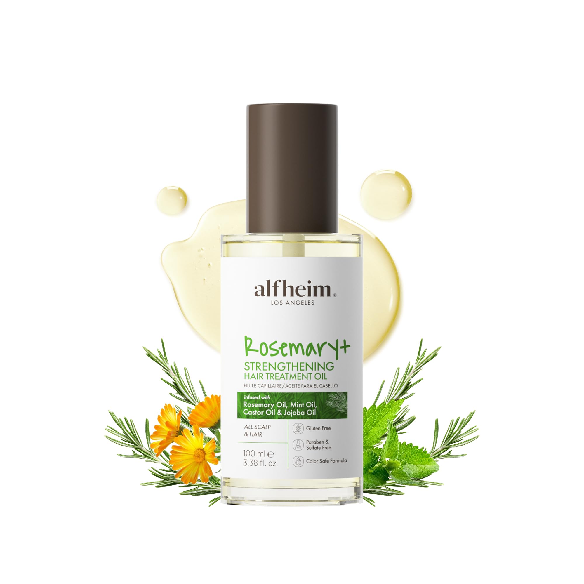 Alfheim ALFHEIM Rosemary+ Pre-Wash Scalp Oil – Purifying Hair Oil – Hair Treatment and Scalp Clarifying Oil Made with Rosemary Extract – Lightweight Smoothing & Balancing Treatment – Silicone Free – 3.38 oz