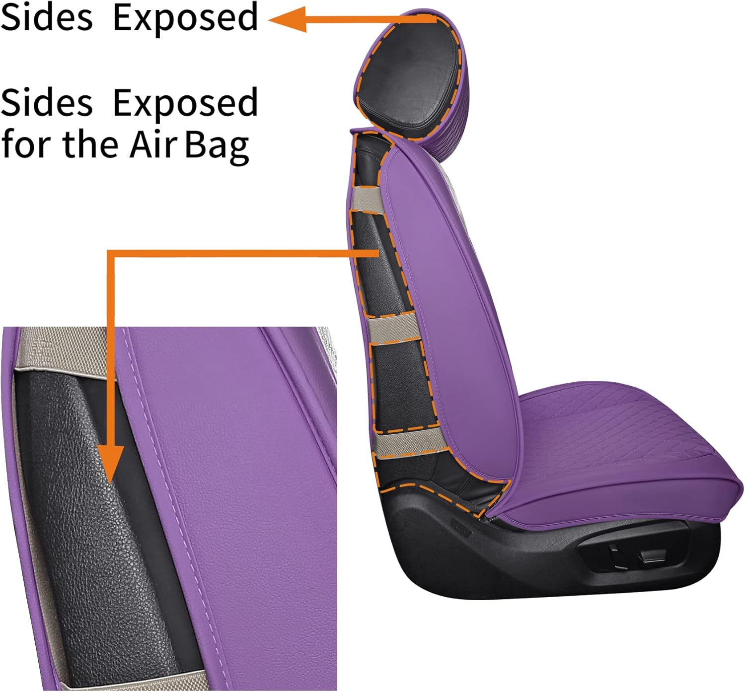 Aierxuan Diamond Bling Car Seat Covers for Women Waterproof Leather Universal for Toyota Corolla Camry Chr Prius Honda Ford Fusion Edge Chevy Colorado Malibu(Full Set, Purple)