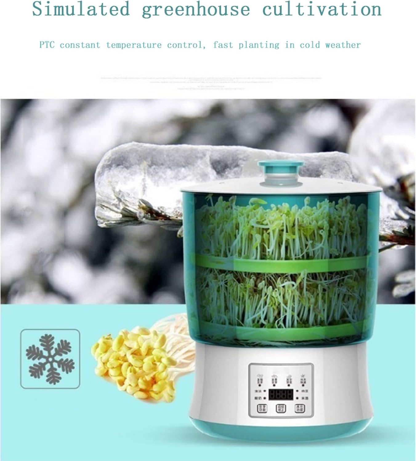 Bean Sprout Machine, Multi-Function Upgrade Germination Tank, Intelligent Control Conversion Germination kit 2 Pieces, 2 Layers (3 Layers)