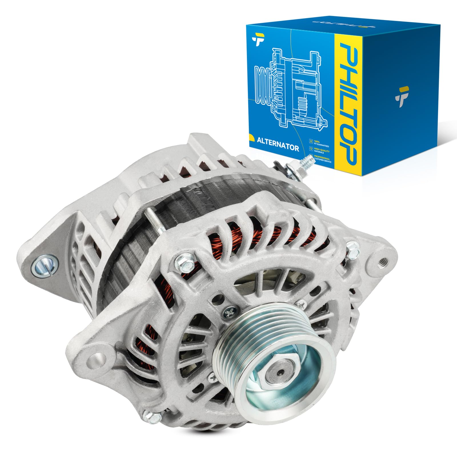 PHILTOP Alternator Compatible with Pathfinder 2013-2017, Murano 2015 2017 All Model/2016 3.5L, QX60 2014-2016 3.5L, JX35 2013 High Amp Alternators Replace 11538N 12V 150Amp CW S7 7-Groove Pulley-picture-15