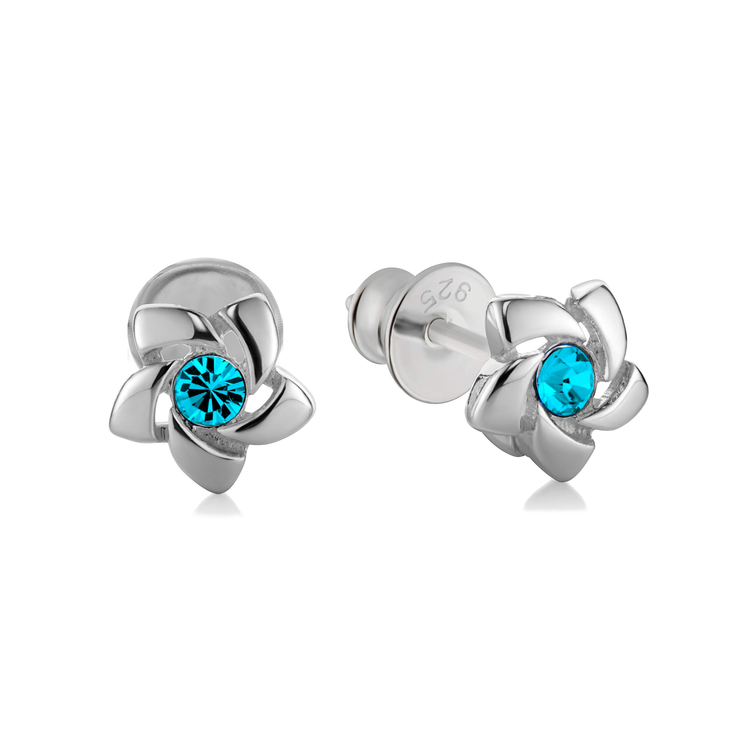 Pendientes de flores de plata y Swarovski para el día a día escolar 7