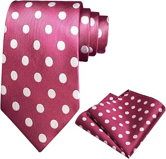 Mens ties, Polka Dot Ties for Men Neckties and Pocket Square Set for Wedding Business Party