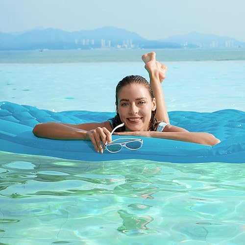 Miniatura 7 de Jasonwell Flotadores flotantes para piscina, flotador inflable gigante para piscina, balsa de lago, tapete de agua flotante para piscina, tumbona,