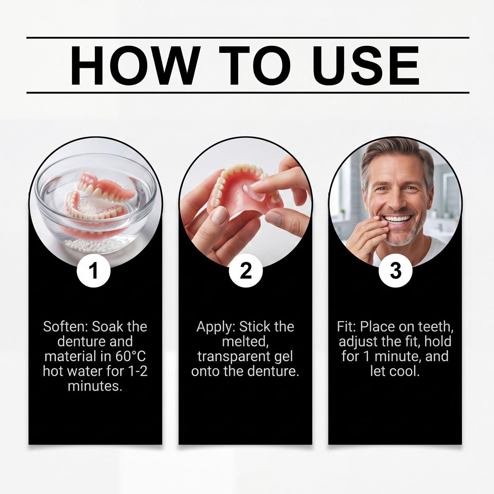 Dentures Soft Dent-ure Relounding Kit Natural Appearance Soft Comfortable.
