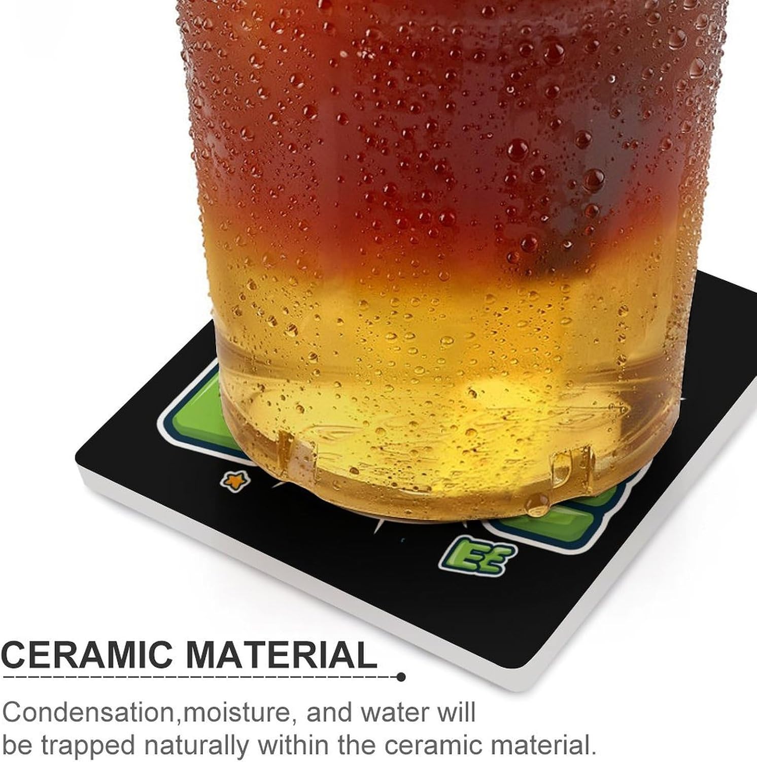 Love Earth Coaster for Drinks Square Ceramic Table Coasters Stone Mat Crafts 6PCS Home Kitchen Decor