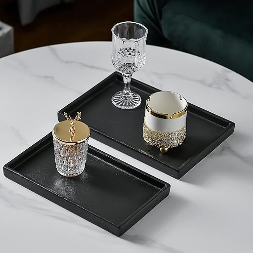 Miniatura 15 de Bandeja de cerámica para fregadero de baño, bandeja de tocador de grano negro, bandejas de perfume para tocador, soporte para joyas, velas, jabón