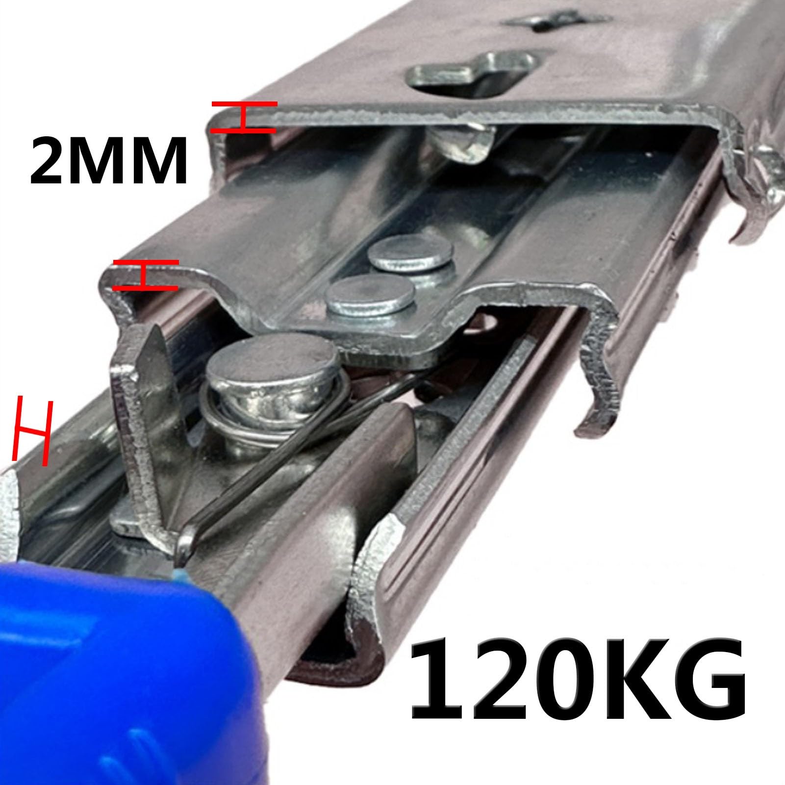 Schwerlast Schubladenschiene mit Verriegelung, Tragfähigkeit 120kg, Seiten oder Unterseitige Kugellagerführung, Vollauszug 250 bis 1000mm(18inth(450mm))