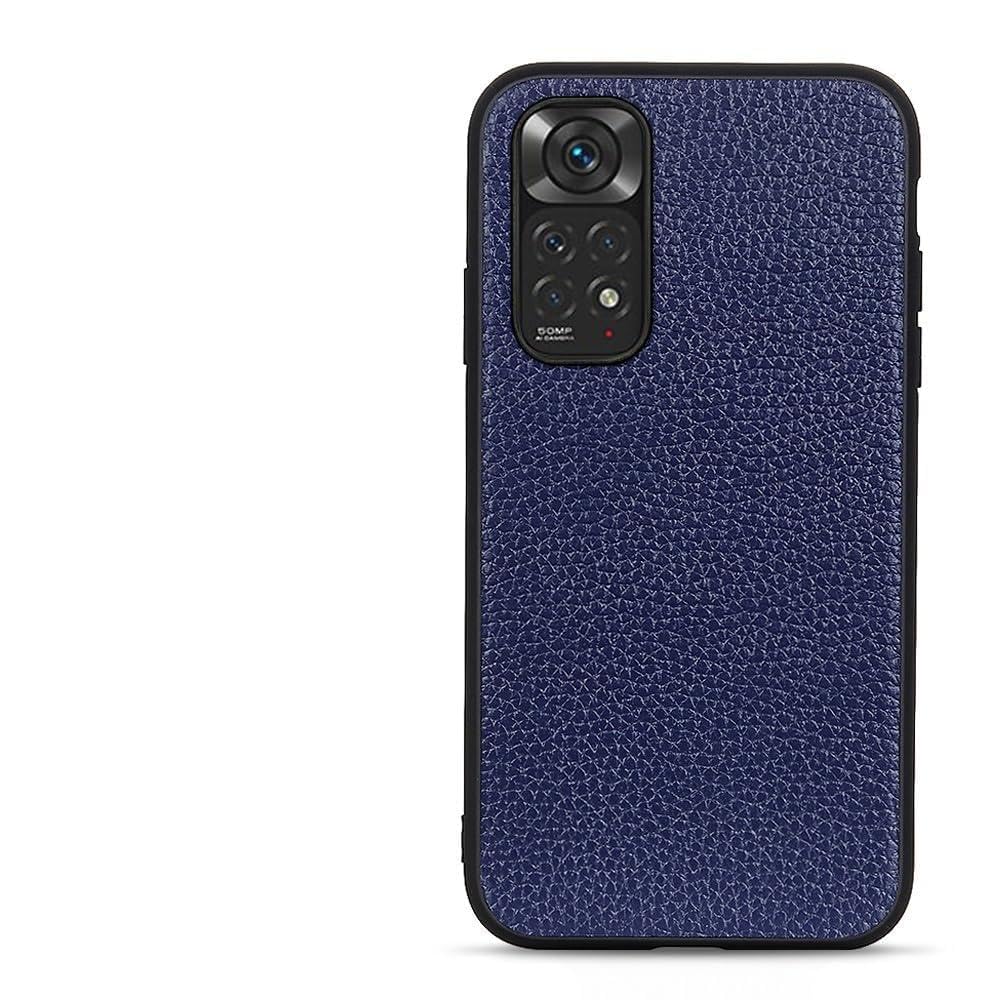 Coque en cuir bleu véritable Xiaomi Redmi Note 11 douceur tactile
