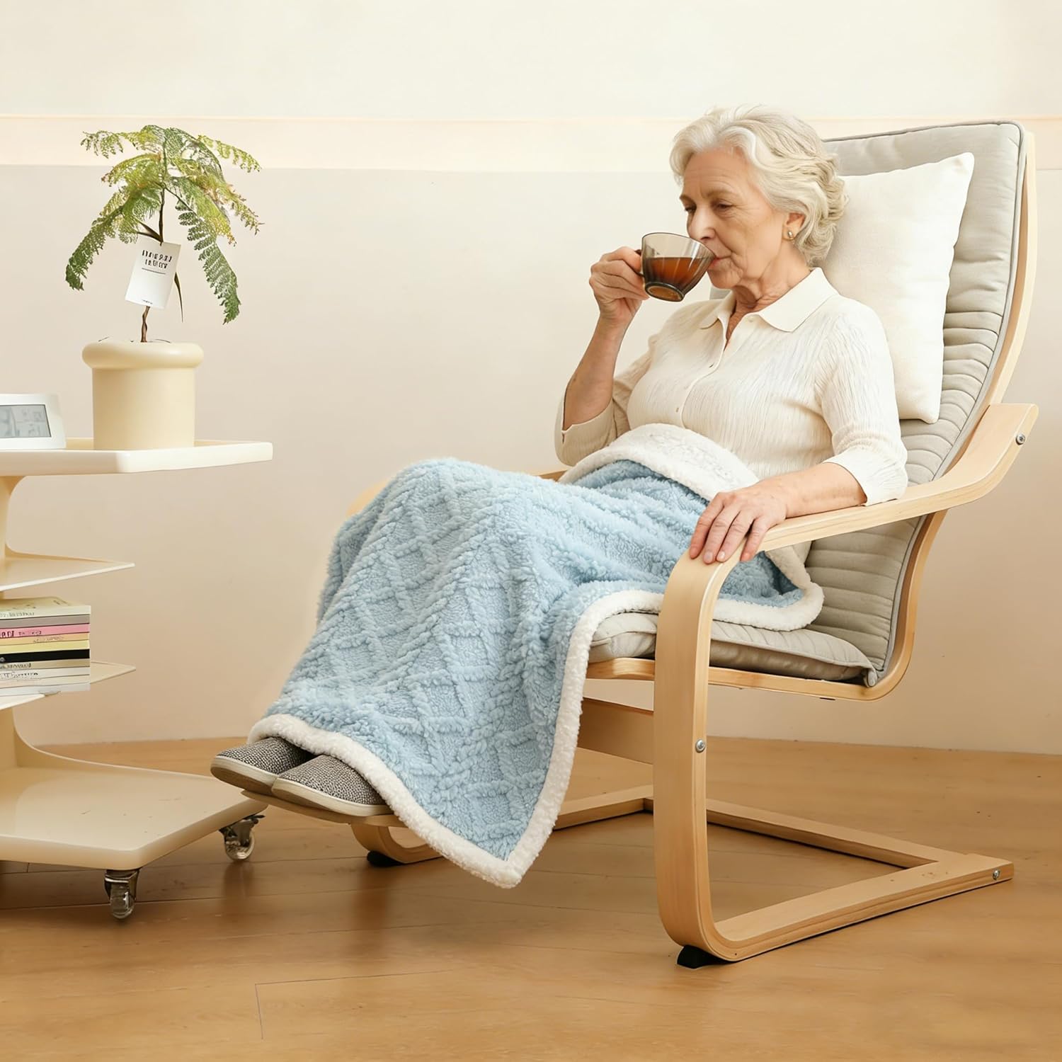 Simple&Opulence Sherpa Fleece Throw Blanket-Soft Fluffy Warm Cozy Plush Fuzzy Blanket with Elegant 3D Pattern for Couch, Sofa, Bed, Blue 30"x 40" - Image 6