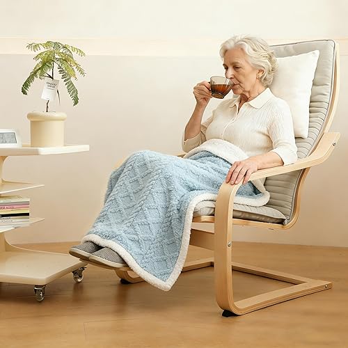 Miniatura 6 de Simple&Opulence Manta de forro polar sherpa, suave, esponjosa, cálida y acogedora, con elegante patrón 3D para sofá y cama, color azul, 30 x 40