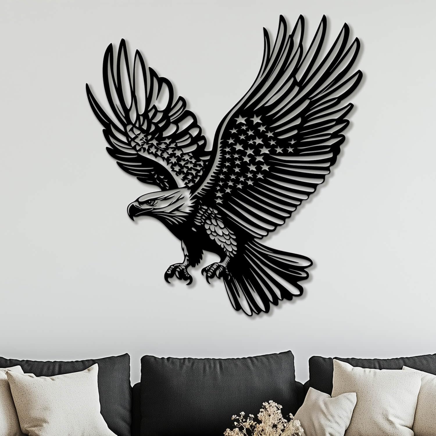 Décoration murale métal aigle chauve pour habiller un mur