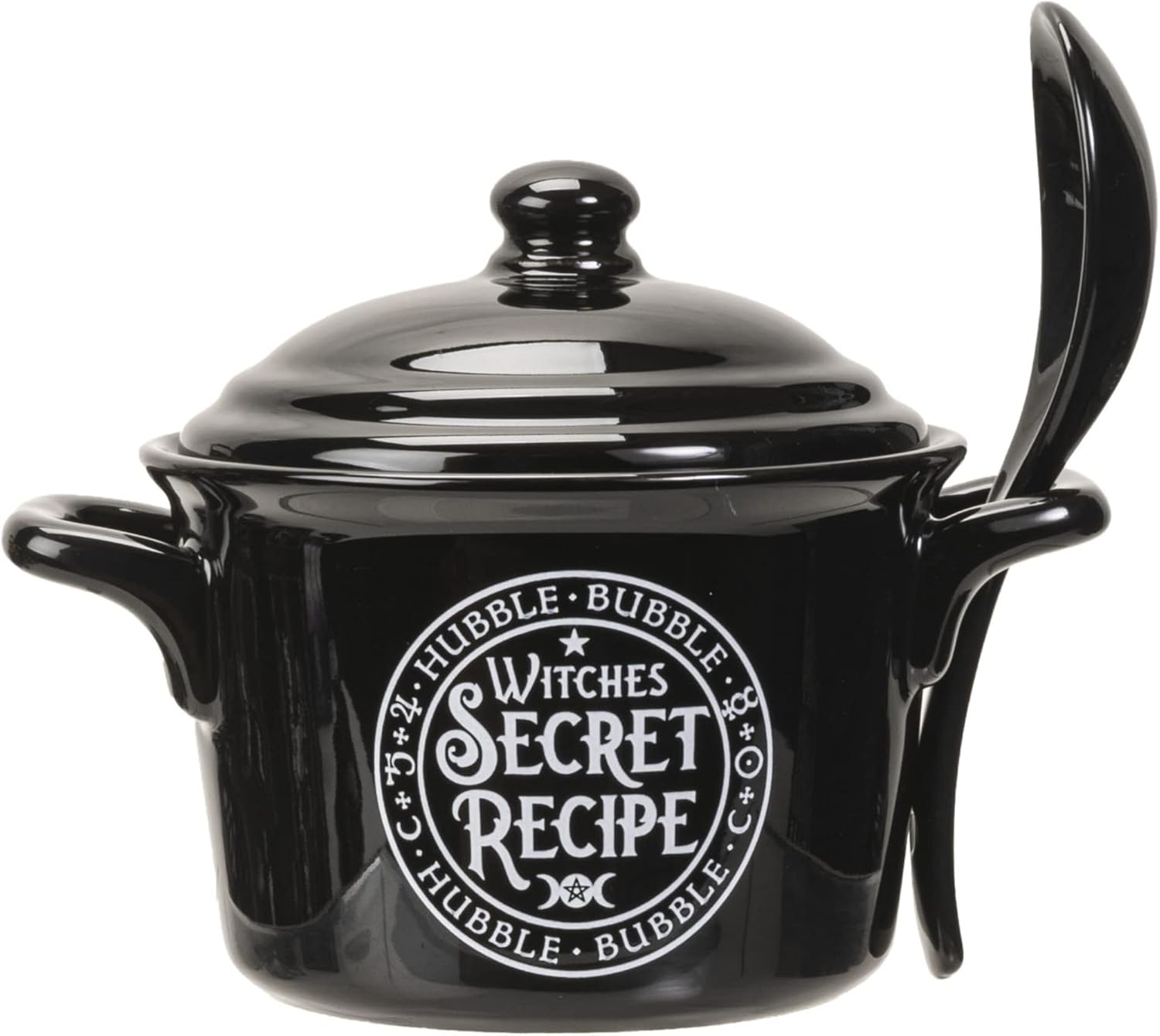 Pacific Giftware Witches Secret Recipe Serving Pot with Spoon, Ceramic Bowl for Soup Dishes, Approximately 4.72 Inches X 5.91Inches, 14 FL OZ