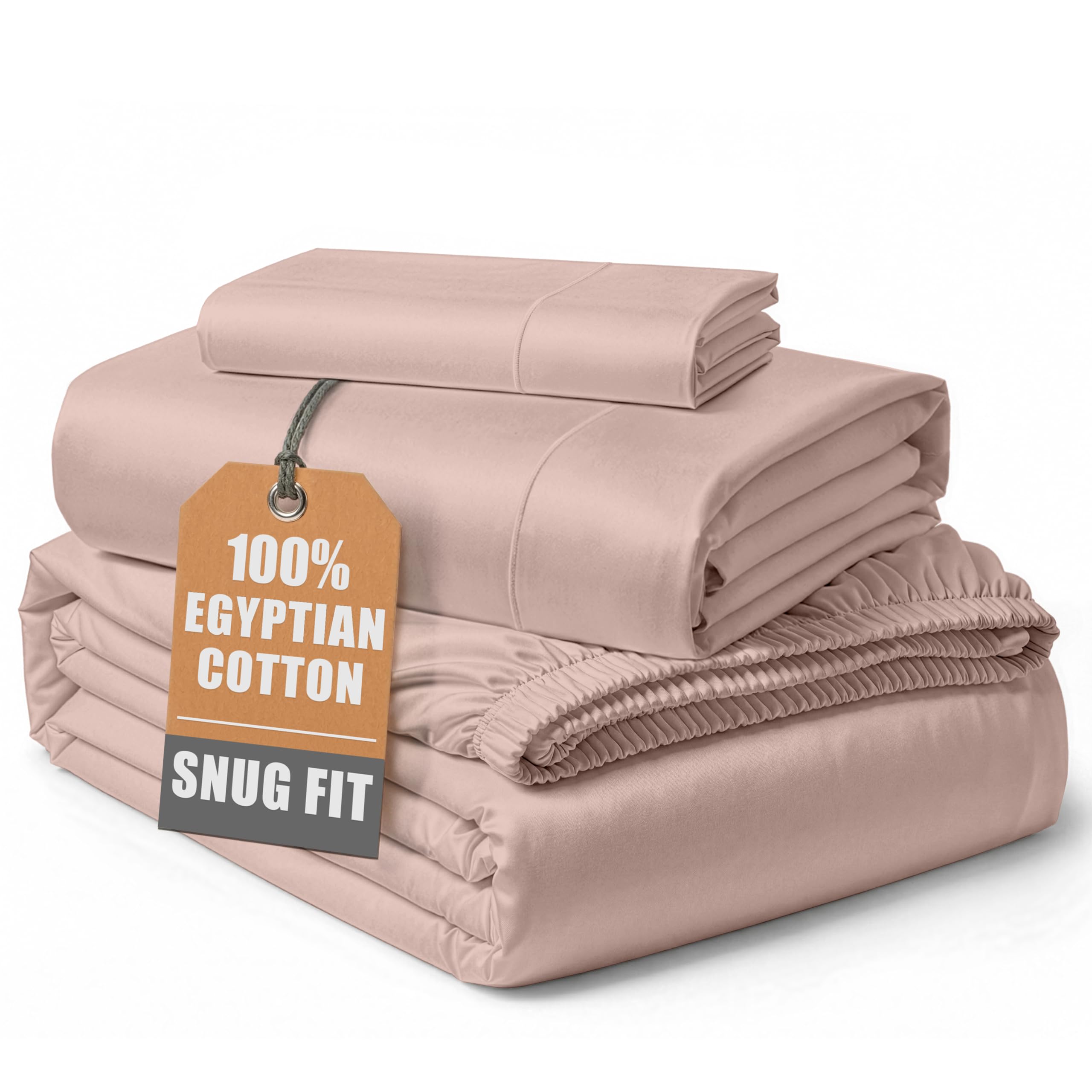 LANE LINEN Twin XL Sheet Sets 100% Egyptian Cotton Sateen - Sepia Rose