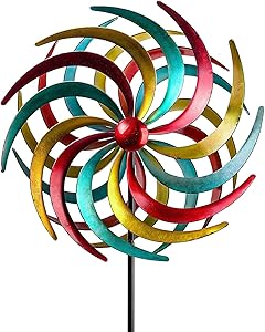 aboxoo Colorful Wind Spinner Willow Leaves Dual Direction 360 Degree Windmills for Outdoor Yard Patio Lawn Garden Decorations, Decorative Lawn Ornament Wind Mills
