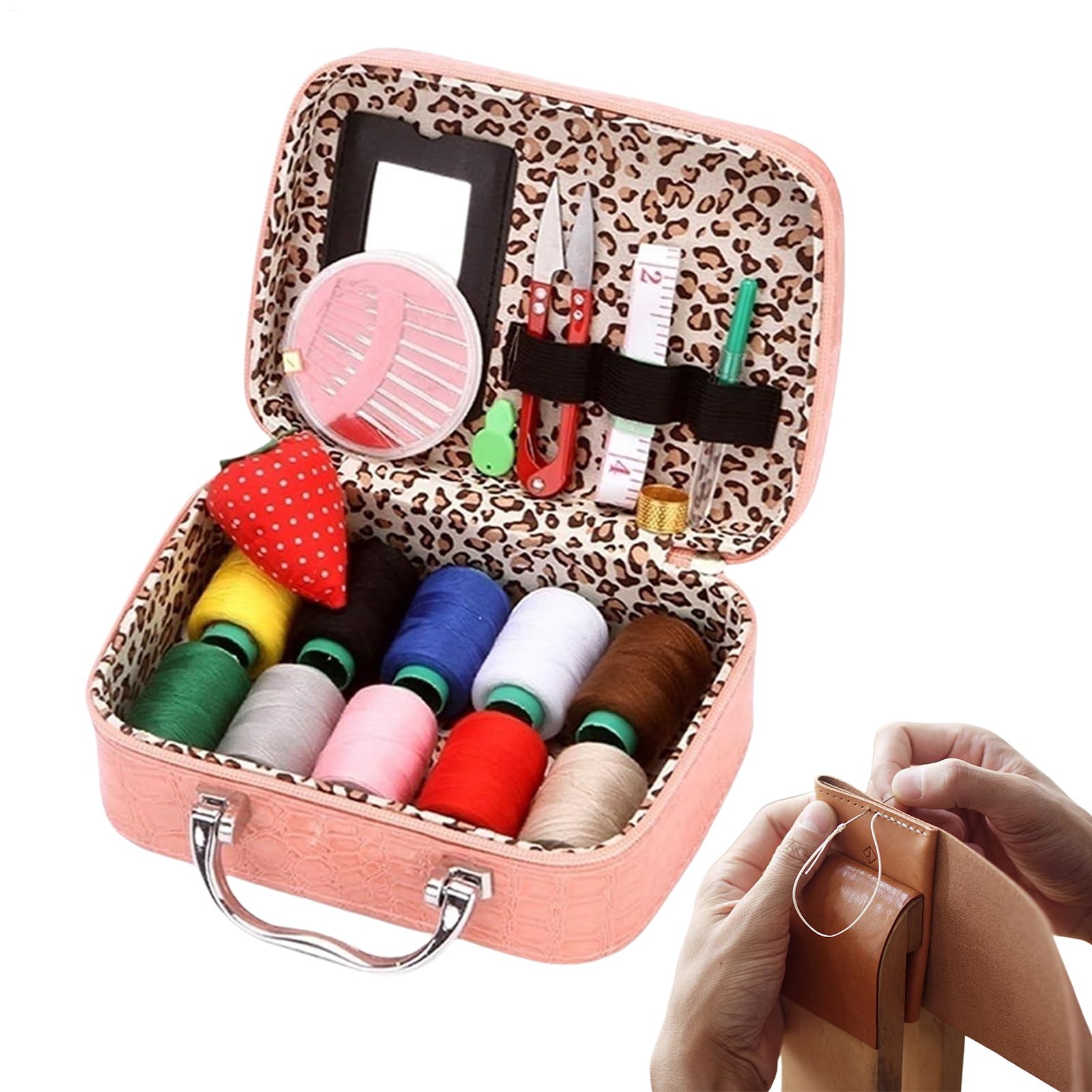 Kit de costura compacto para principiantes con estuche de 22 piezas para arreglar ropa 8