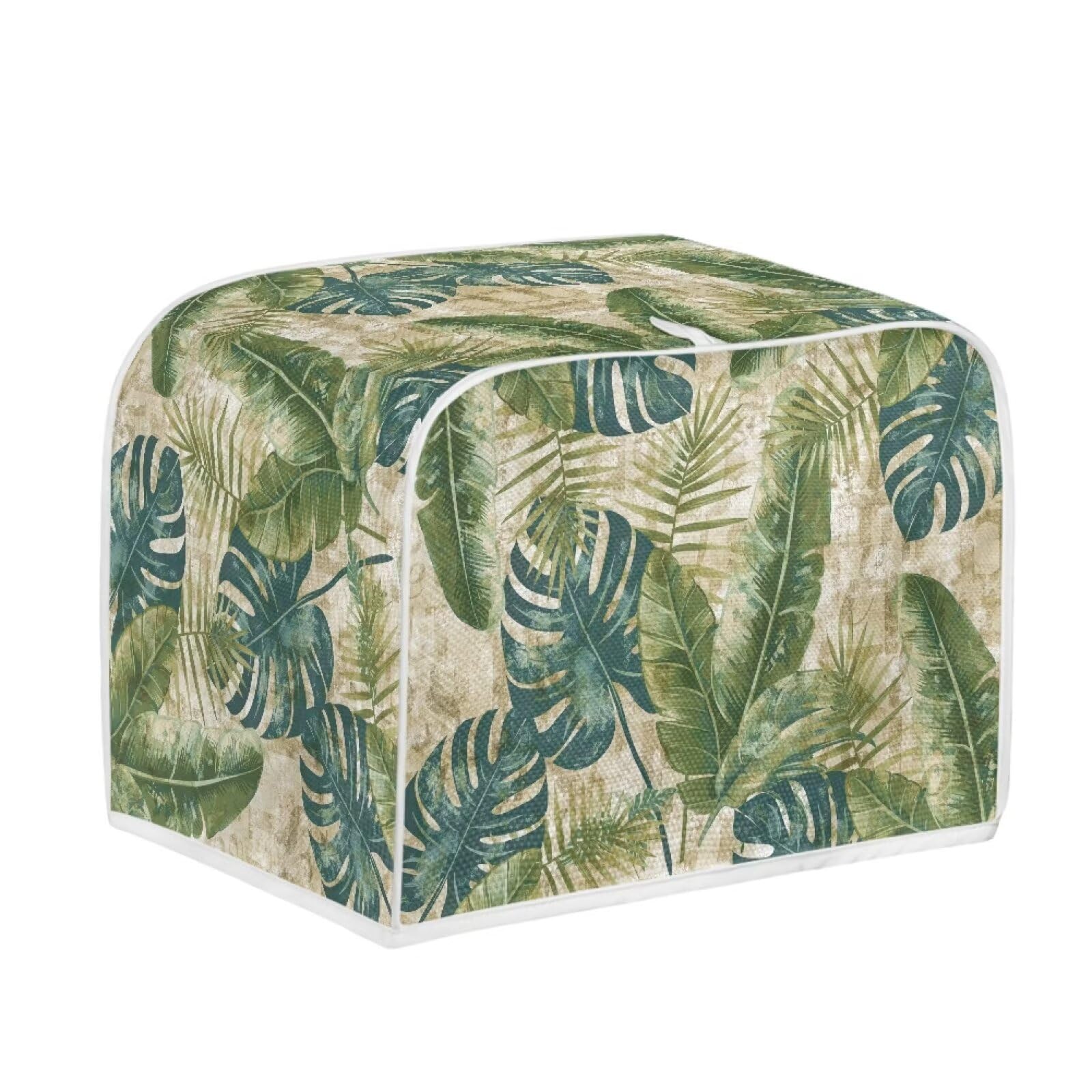 NETILGEN Toaster Dust Cover 4 Slice, Microwave Toaster Oven Grill Stain Resistant Dustproof Kitchen Small Appliance Cover with Top Handle for Kitchen, Monstera Leaf Retro