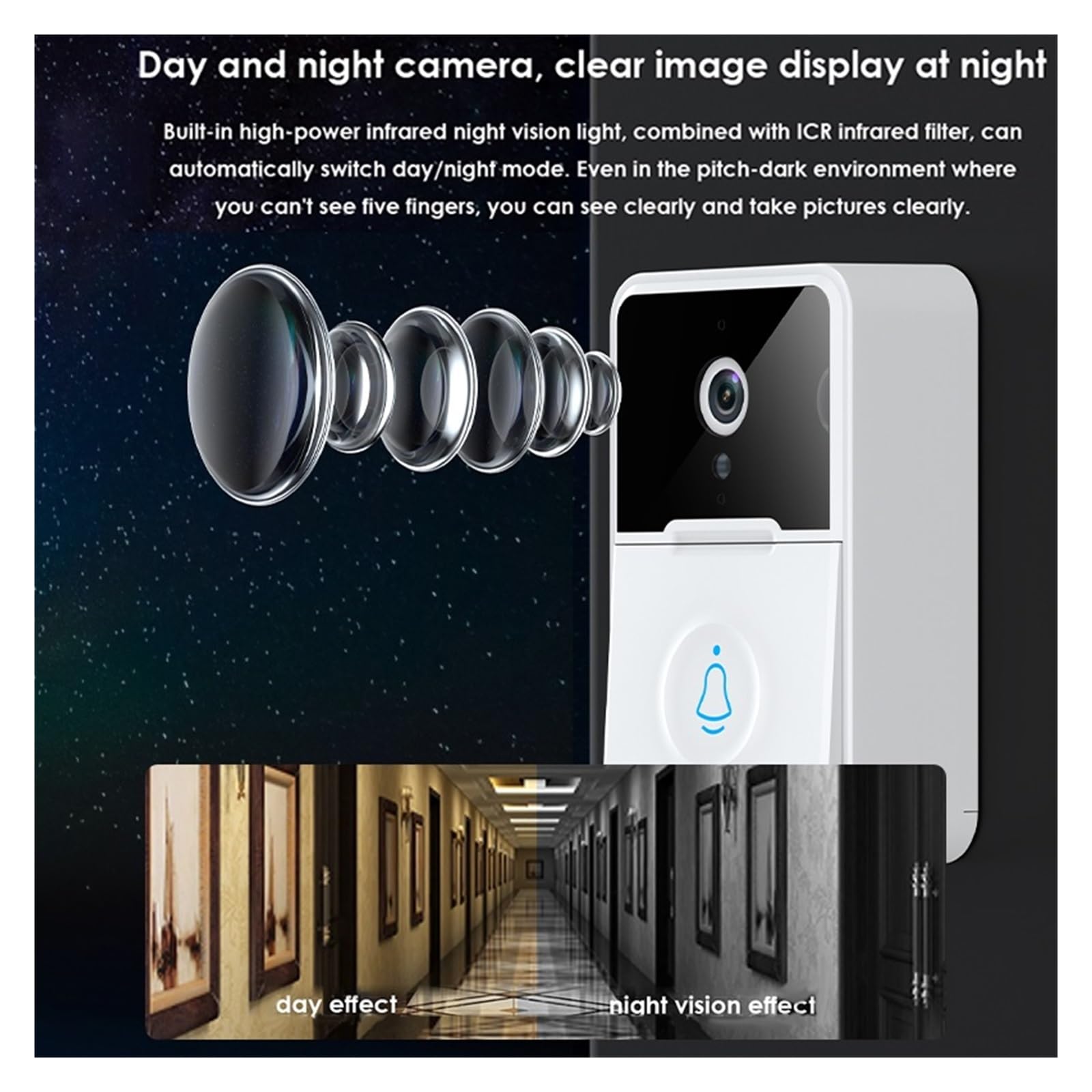 HD High Resolution Visual Smart Security Doorbell Camera Bezprzewodowy Dzwonek Wideo Z IR Night Vision Dwukierunkowy Domofon WyraźNy Wyświetlacz Ochrona Każdą Pogodę(2 sets)