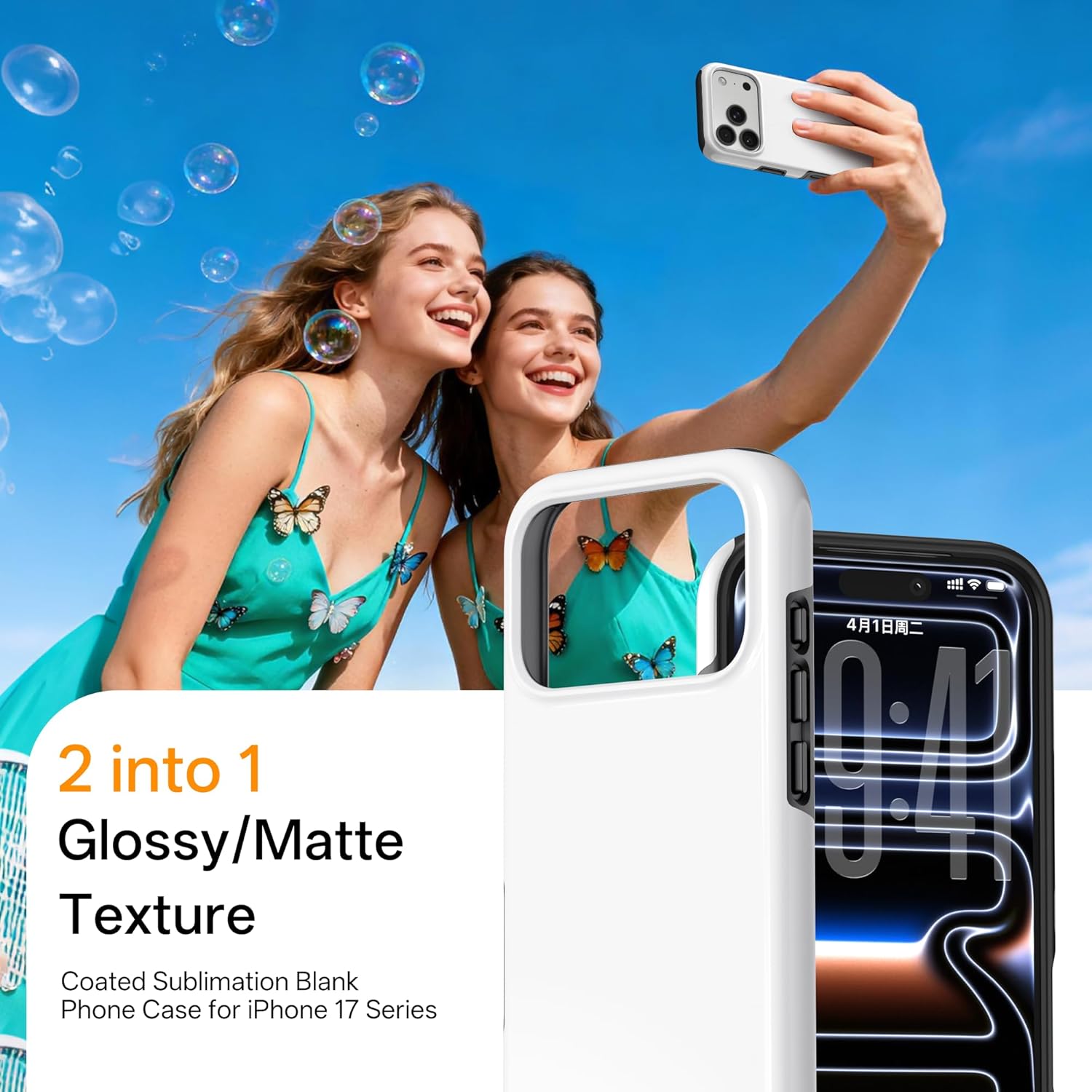 5PCS Sublimation Phone Case Blanks for iPhone17 Series Air Pro Max,3D Coated 2in1 Phone Case Compatible with Mag-Safe DIY Phone Cases