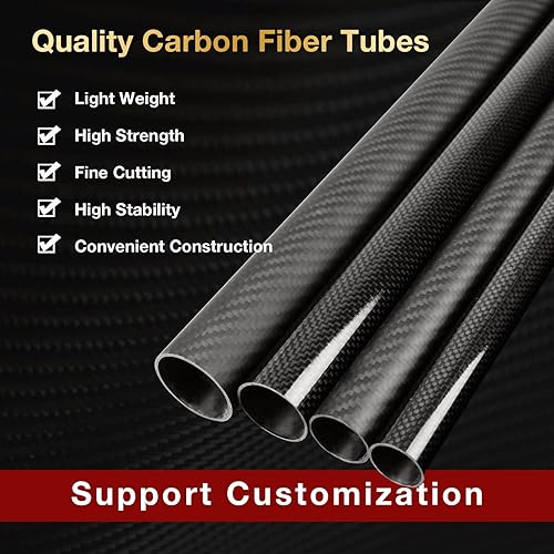 Miniatura 2 de ARRIS Tubos de fibra de carbono de 12.992 in, 0.472 in x 0.394 in x 12.992 in, superficie mate, rollo 3K envuelto 100% puro para cuadricóptero