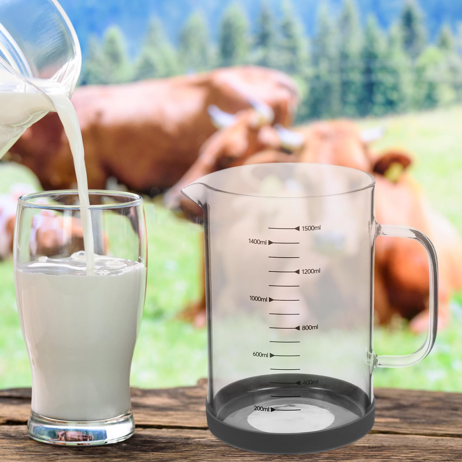 TOYANDONA Misurino in Vetro Borosilicato 1500 Ml Beccuccio Facilitato per Versamento Adatto a Hotel e Uso Quotidiano per Misurazioni Precise