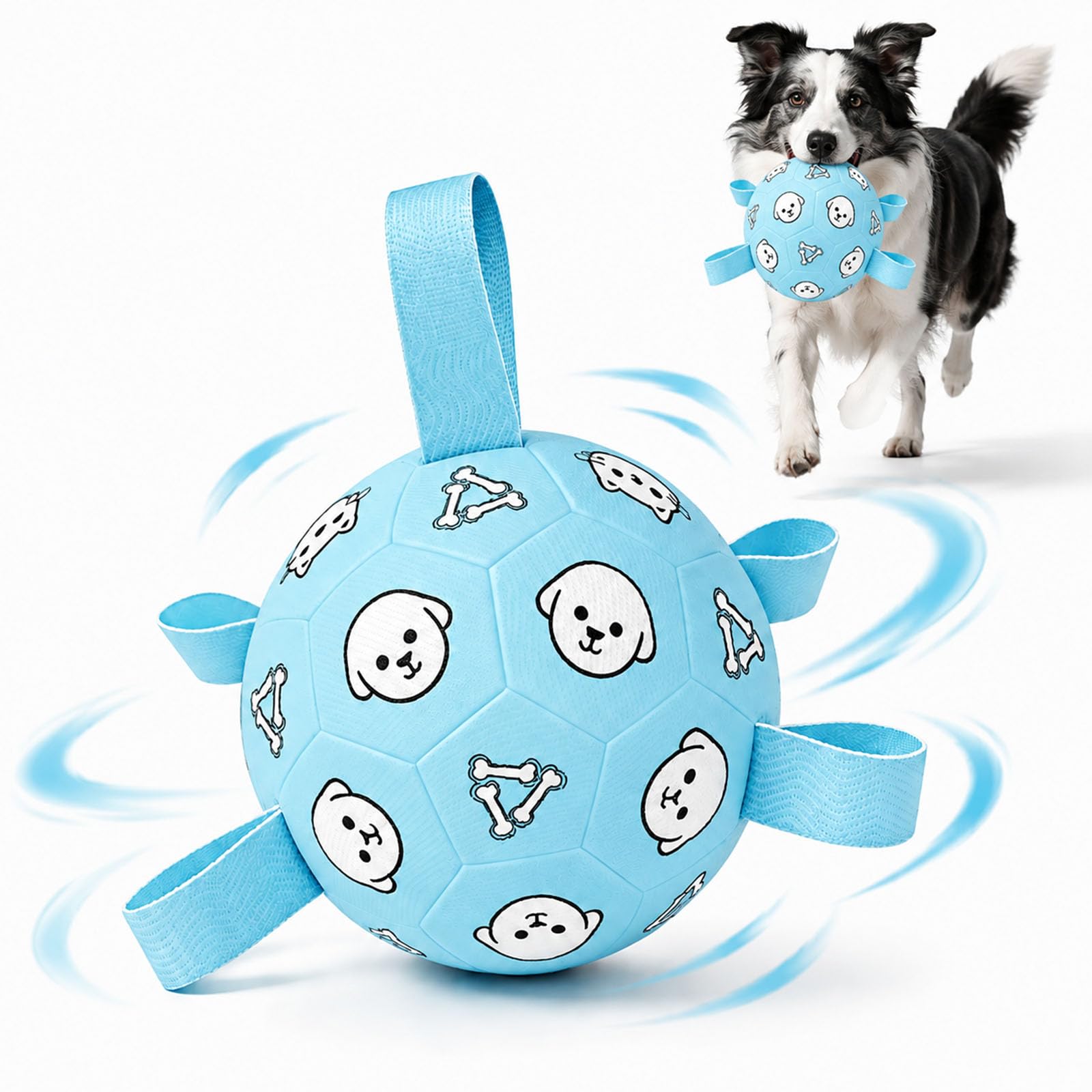 Dog Soccer Ball with Straps, 6 Inch Jolly Ball for Medium Dogs