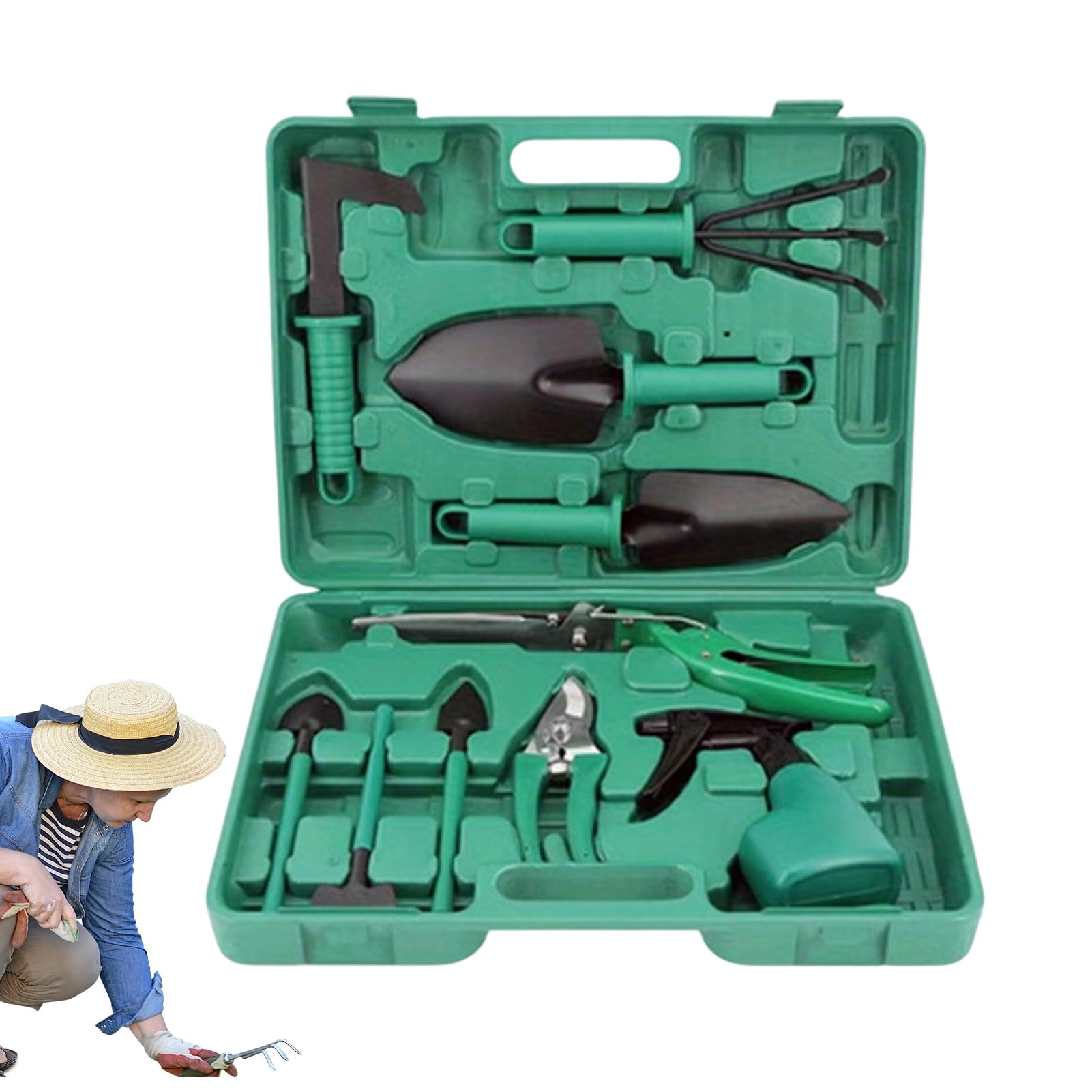Kit per Giardinaggio Attrezzi Manuali Antiscivolo e Resistente per Piante | Set di Attrezzi da Giardino Ergonomici per Balconi Terrazze Viali e Percorsi