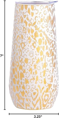 Miniatura 6 de Lilly Pulitzer Flauta de champán sin tallo de 10 onzas, vaso pequeño de acero inoxidable con tapa, vaso de metal aislado de doble pared, juego de