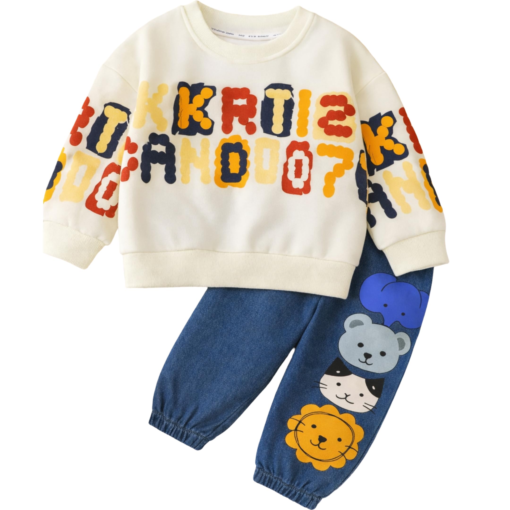 Googo Gaaga Printed SweatShirt with Printed Denim Joggers for Boys - Cotton Clothing Set for Baby Boy | Soft Fabric Full Sleeves Sweat Shirt | Regular Fit Kids Outfit