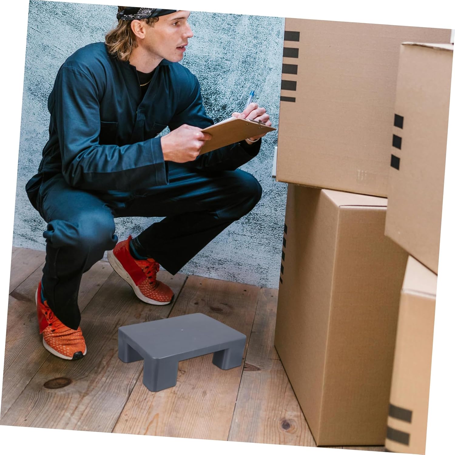 Tofficu Plastic Pallet Storage Pad Moisture-Resistant Lightweight Design for Supermarkets Basements and Warehouses Gray for Oil Drums and Cargo Cartons