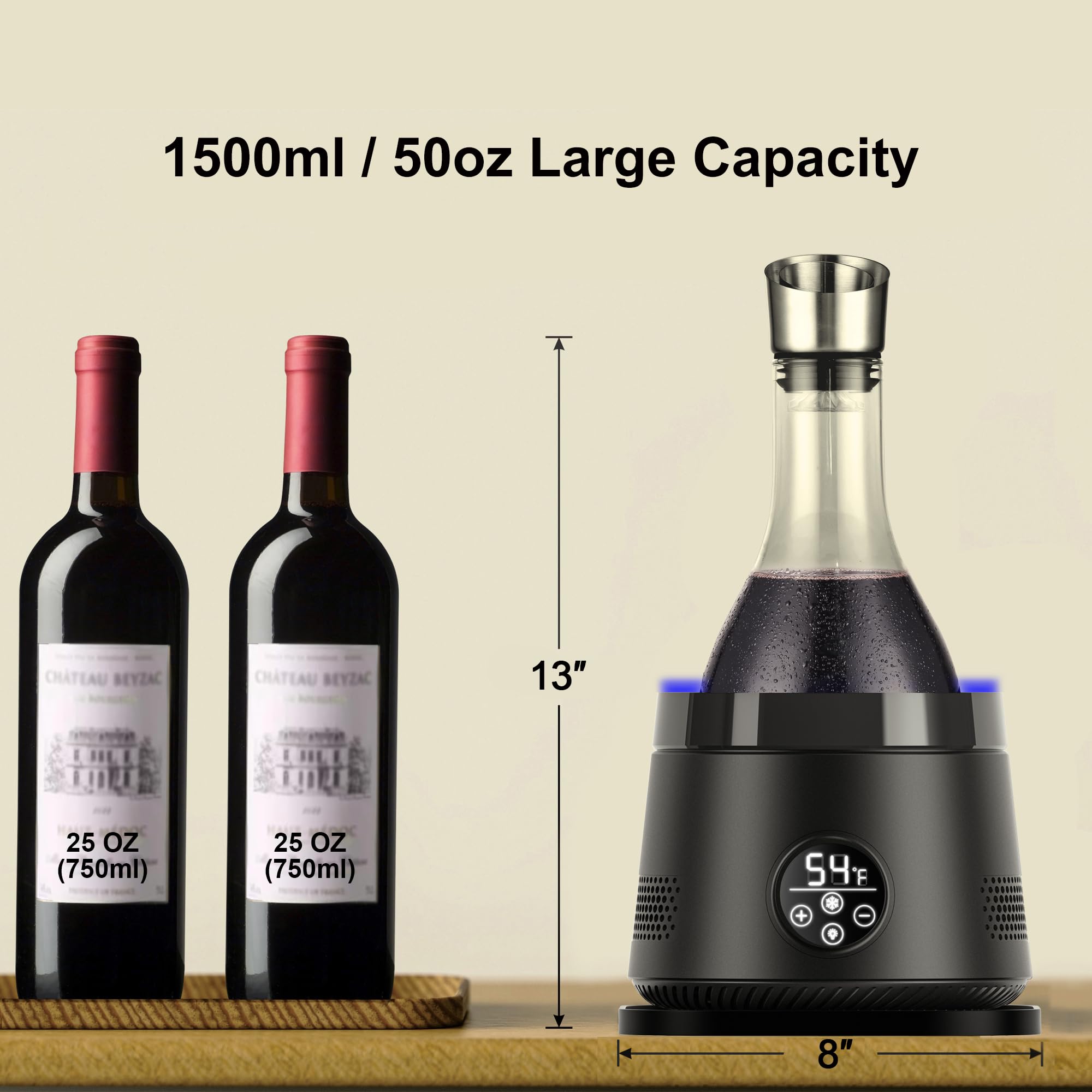 Cobalance Electric Wine Chiller Decanter with Built-in Aerator, 50oz Bottles Cooler & Carafe, 24-Hour Keep Cool, Perfect for Red, White Wine, Gift for Lovers — Amazon image 4