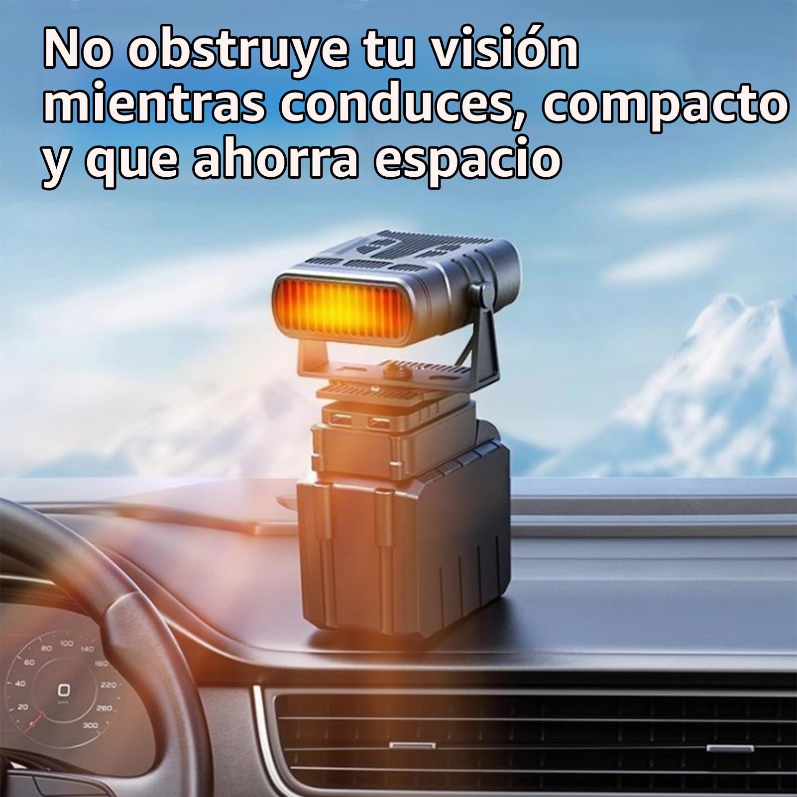 Calefactor Inalámbrico, 2 Velocidades Silencioso Calefactor Portátil con Dos Puertos USB Batería Protección contra Sobrecargas para Coche Tienda de Campaña Taller