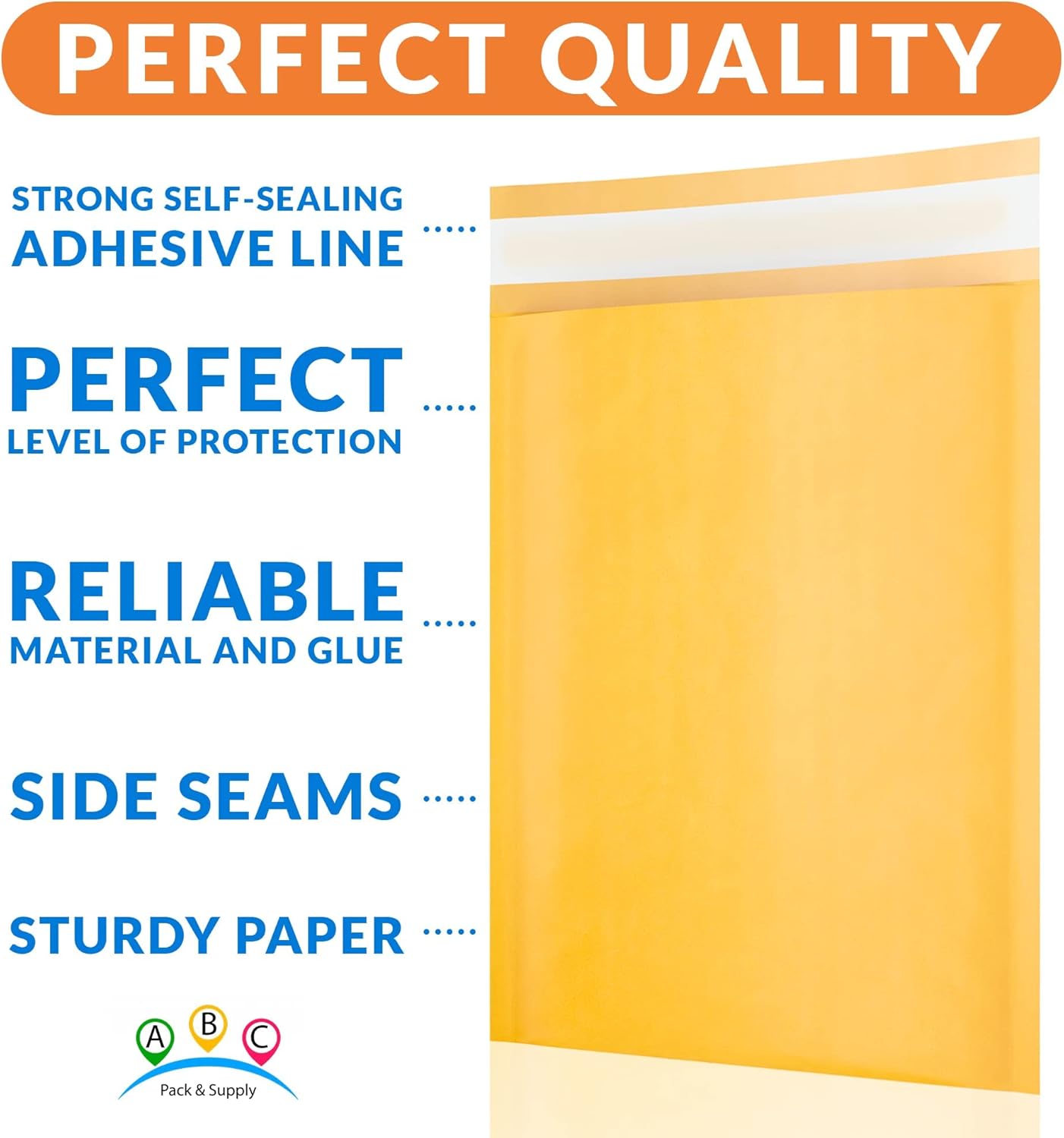 ABC PACK & SUPPLY Kraft Bubble Mailer, 8.5 x 13 Inches, Yellow Padded Envelopes Self Seal, Tear Resistant, 25 Pack, Paper Shipping Envelopes