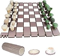Vista 10 de Juego de ajedrez magnético de hongos del bosque, juego de ajedrez de bosque, juego de mesa de ajedrez de troncos y hongos con damas de bellota