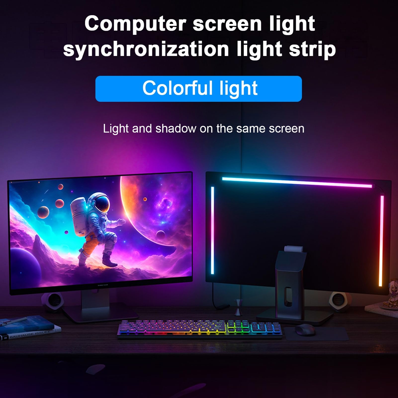 YUYTE RGB Phantom Ambience Wyświetlacz ŚWIATŁO LED ŚWIATŁO MUZYKA RYTM Oprogramowanie do dynamicznej synchronizacji światła (27 cali)