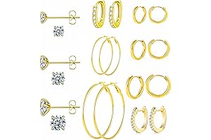 Hypoallergenic 925 Sterling Silver Earrings 10 Pack for Women