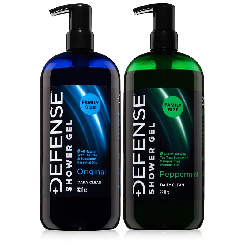 Sabonete líquido corporal Defense Soap Tea Tree Original + Peppermint, 2 frascos de 946 mL