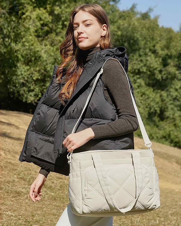 BAGSMART Lunch Bag Women Large Lunch Box Insulated Tote Bag with Multi-Pockets Quilted Puffy Tote for Work, Outdoors by BAGSMART - Used condition - Image 5