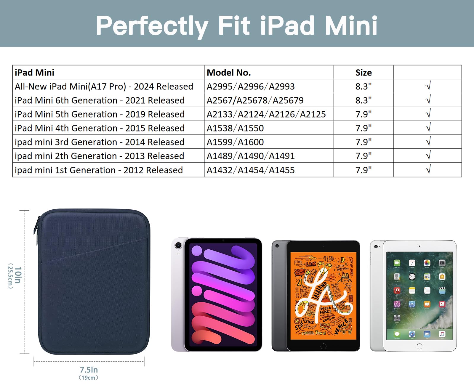 Custodia Per Tablet IPad Mini 1-7 - Custodia Protettiva Con Doppia Tasca, Grigio Siderale - Foto 9