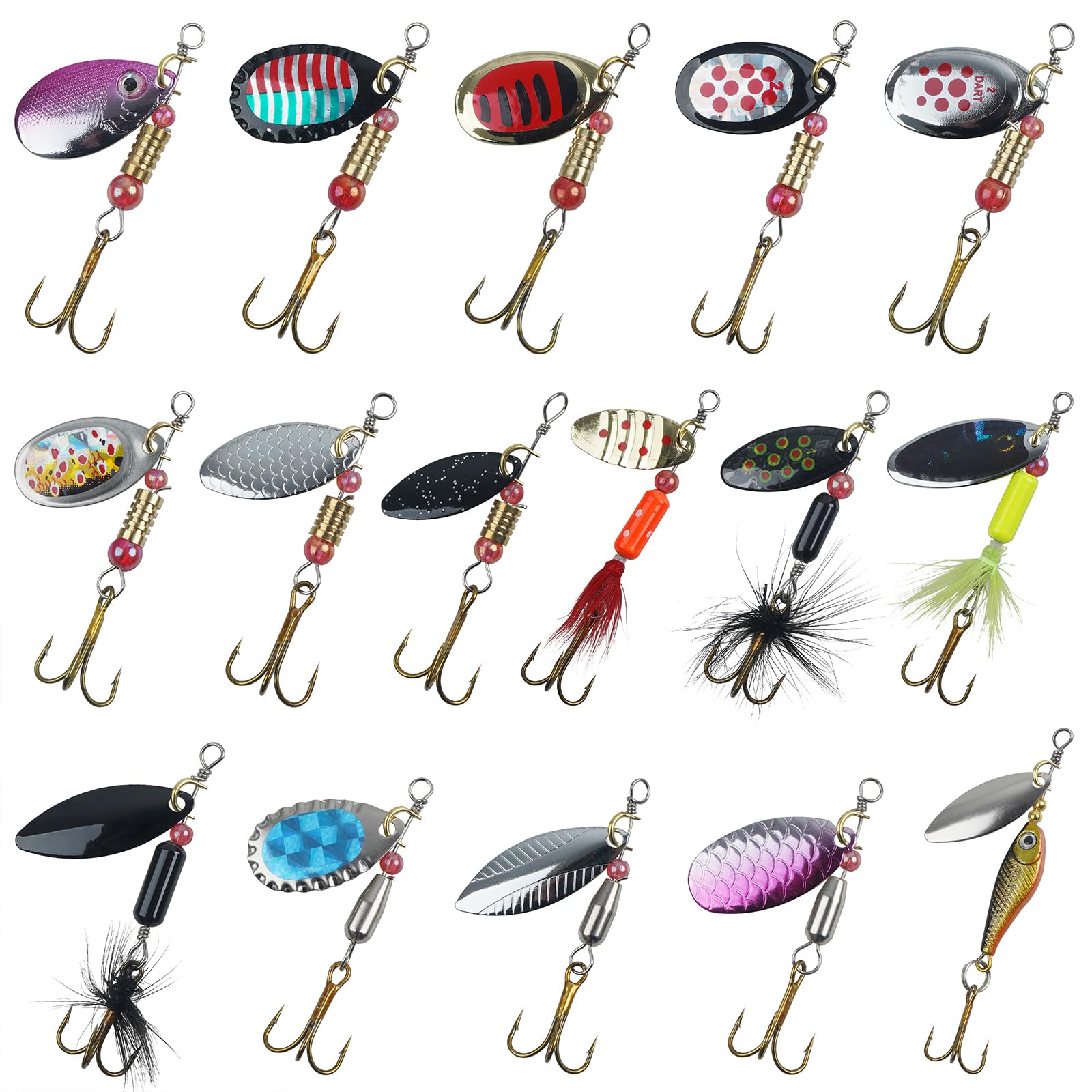 Fishing Lures Spinner Bait Set, 5pcs/10pcs/16pcs Multi Colored Fishing Spinner Lure Hard Metal Spoon Lure Rooster Tail Spinnerbait for Perch Pike Trout Salmon Walleye (16pcs Lures Kit) — image 1