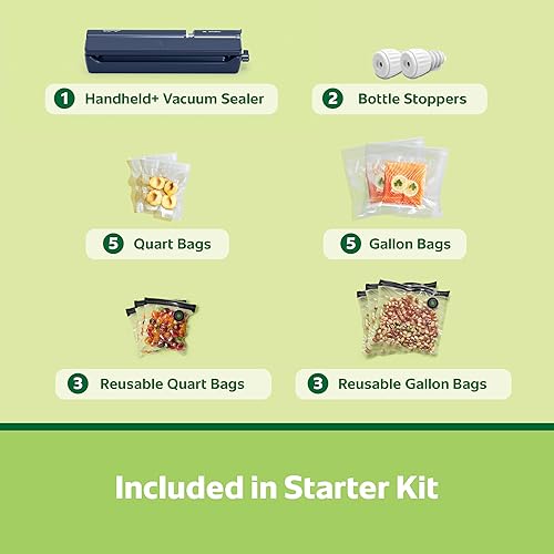Miniatura 7 de FoodSaver Sistema de sellado al vacío portátil 2 en 1, sellador al vacío de mano y encimera, azul índigo mate
