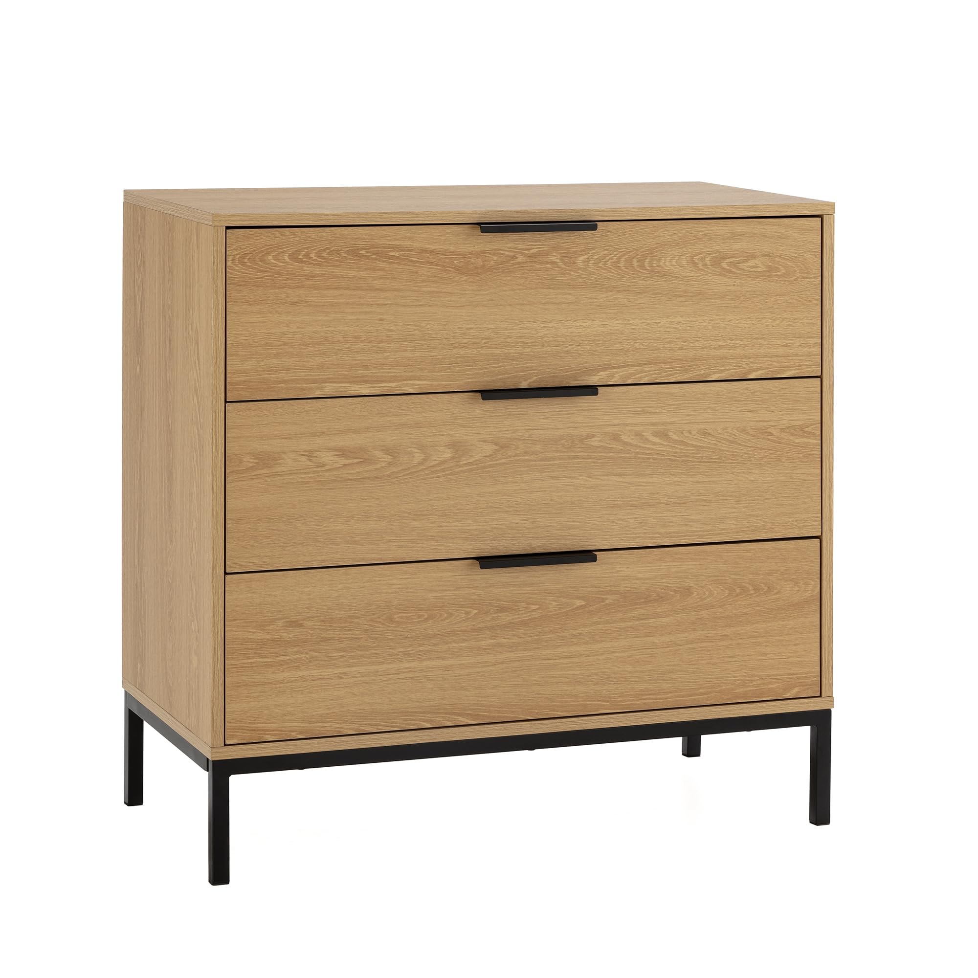 HOMN LIVING Cómoda de Noche Auri 3 cajones Color Roble, 80 cm (Ancho) 40 cm (Profundo) 80 cm (Altura)