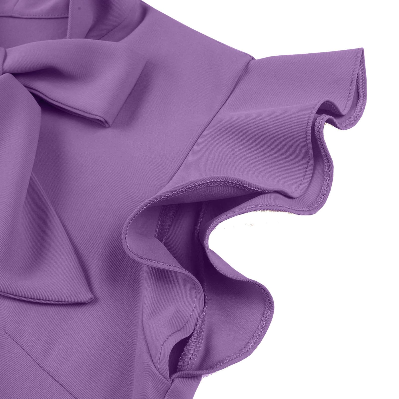 Robe trapèze évasée à manches courtes et col noué pour femme - Style années 50 - Style vintage - Pour le bureau, le travail, le bal